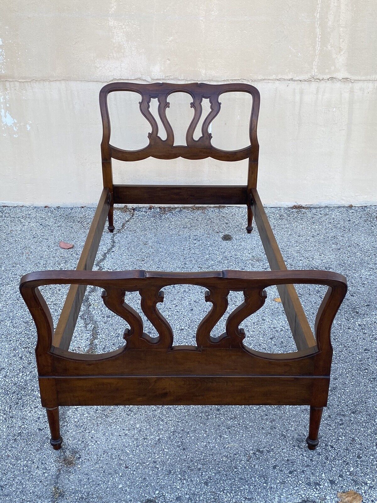 Vintage French Provincial Italian Cherry Wood Georgian Twin Bed Frame Daybed