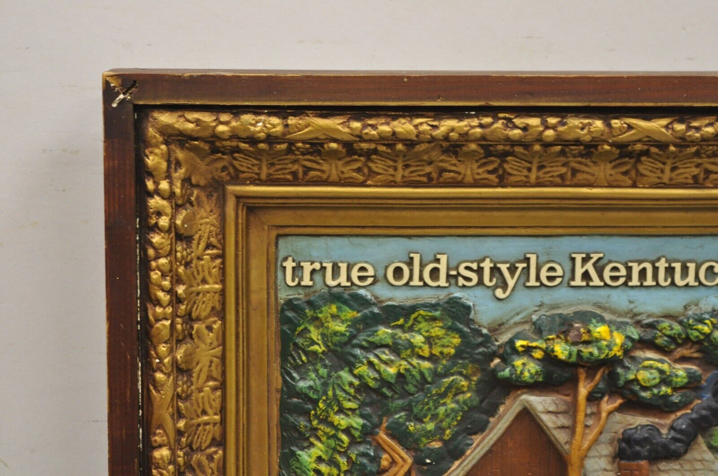 Vintage Early Times Kentucky Bourbon Whiskey Plaster Replica Art Painting Plaque