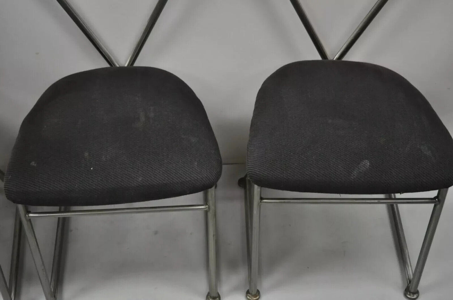 Shaver Howard Italian Modernist Brushed Steel Metal Dining Chairs - Set of 4