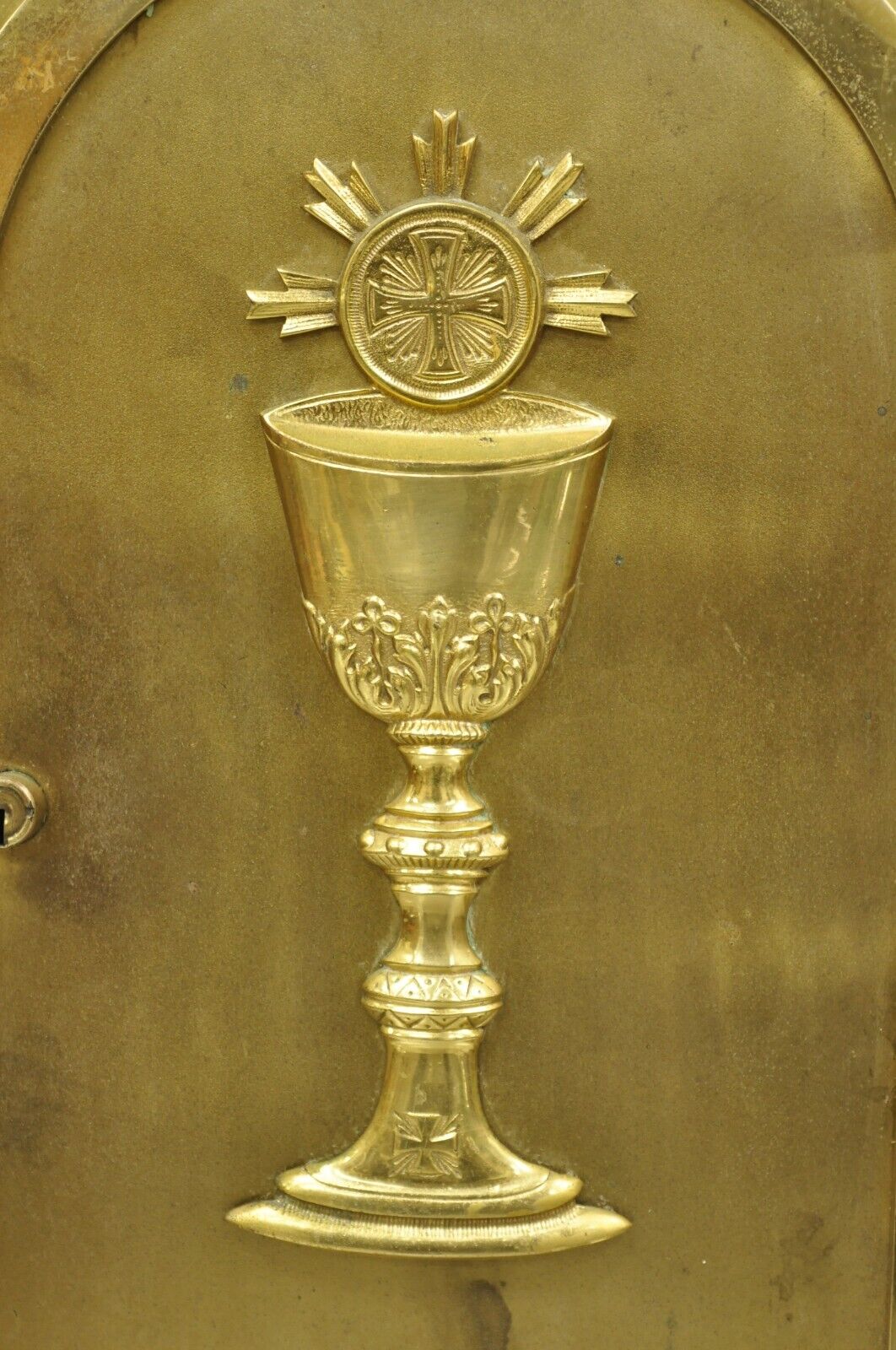 Antique Gothic Bronze Wall Hanging Altar Door Tabernacle with Chalice (A)