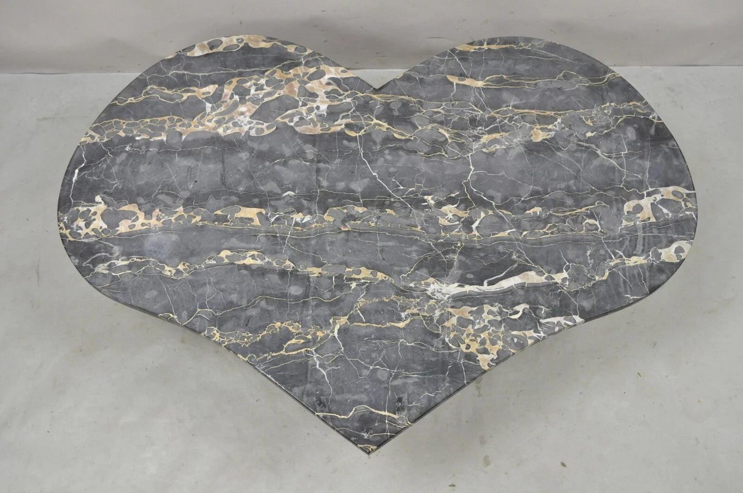 Vintage Custom Heart Shaped Italian Marble Top Hollywood Regency Coffee Table