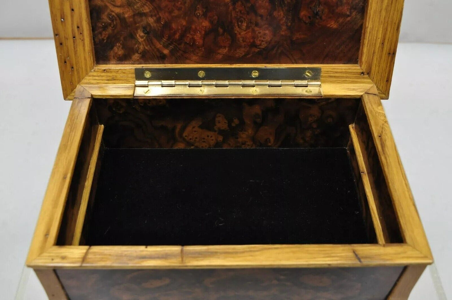 French Art Nouveau Style Handcrafted Elm Burl Wood Jewelry Box by William Mowry