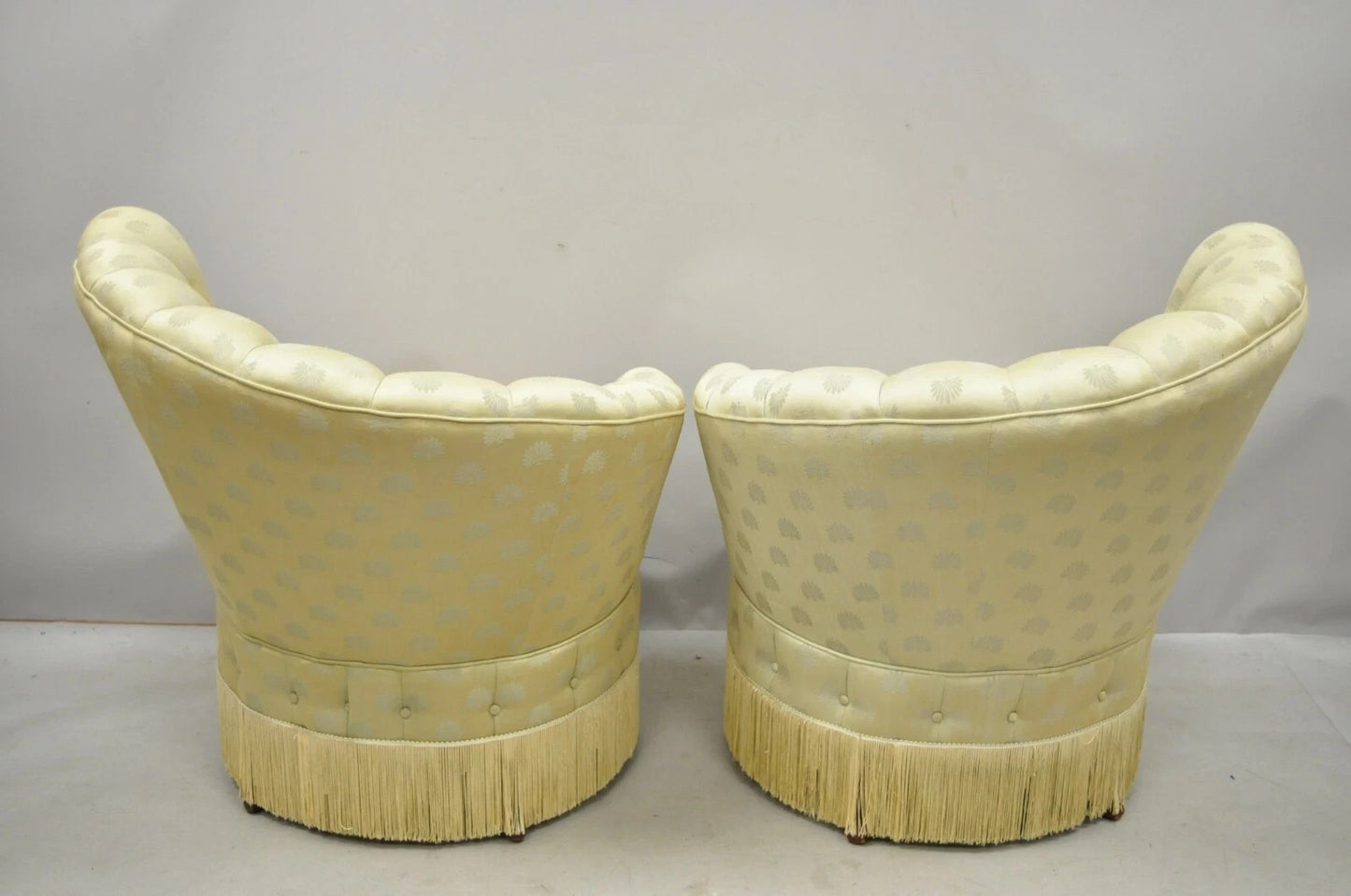 Antique French Art Deco Hollywood Regency Channel Back Club Lounge Chairs - Pair