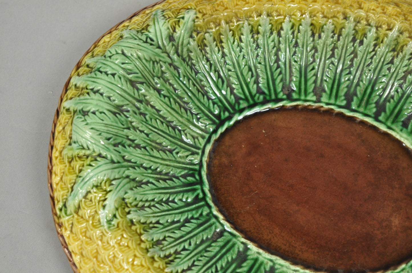 Antique Majolica Wheat Pineapple Glazed Ceramic Pottery Bread Platter Plate Dish