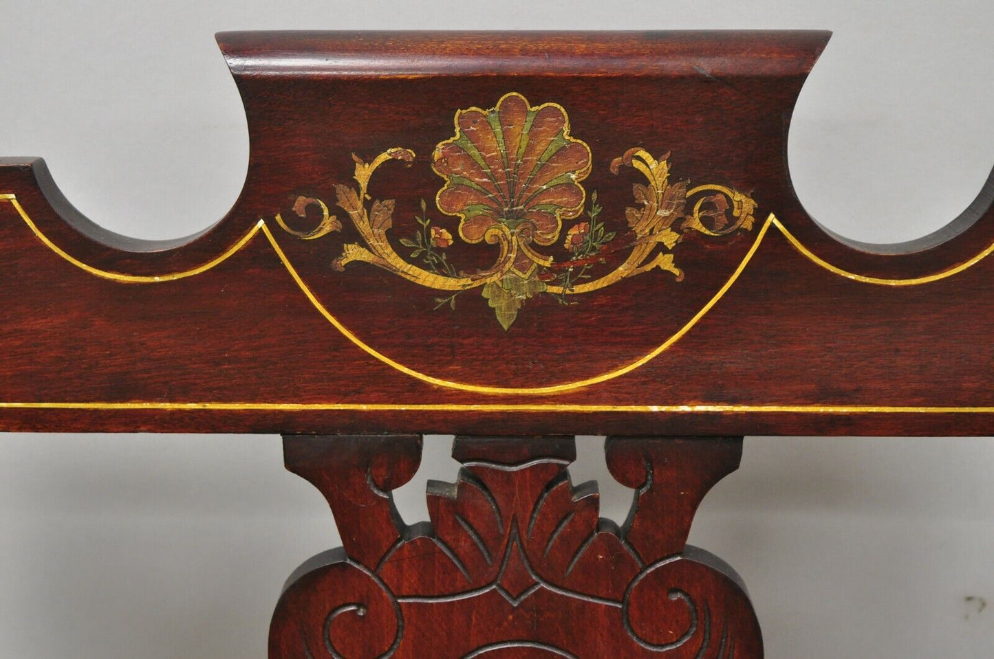 Pair of Antique Eastlake Victorian Mahogany Inlaid Parlor Arm Chairs