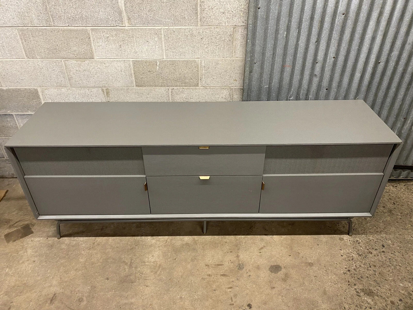 "Dang" by Blu Dot 2 Door 2 Drawer Grey Media Stand Console Credenza Cabinet