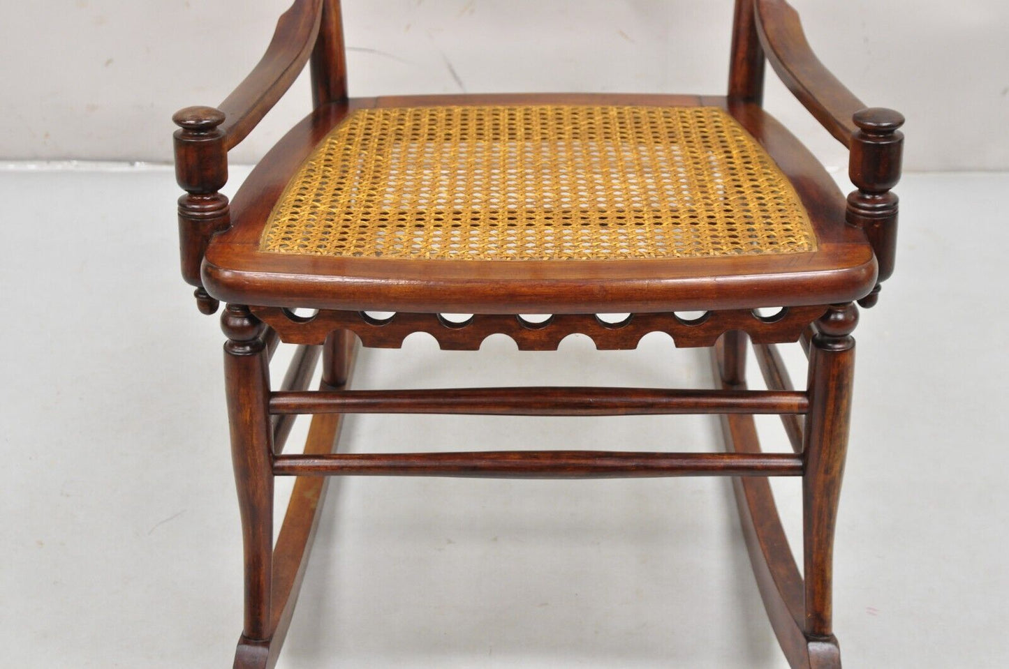Victorian Aesthetic Movement Chestnut Stick & Ball Spindle Rocker Rocking Chair