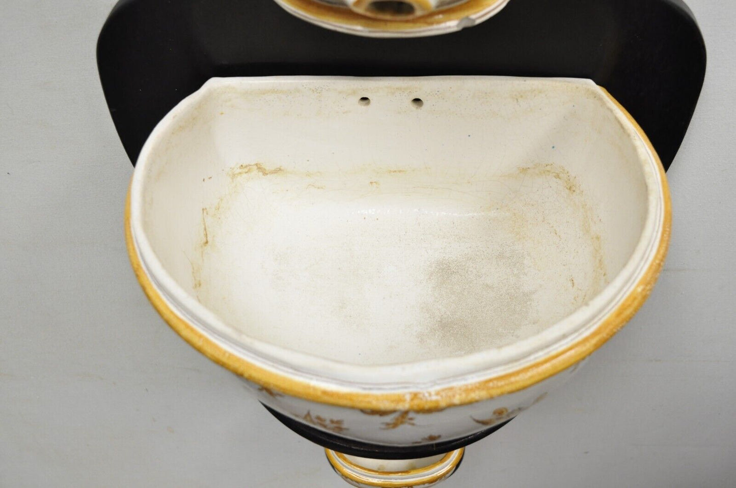 Vintage French Country Lavabo Italian Porcelain Painted Wall Washbasin Sink