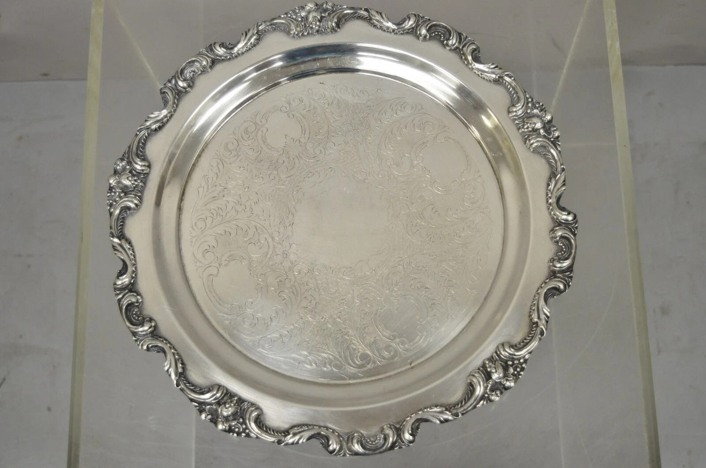 Vintage FB Rogers Silver Plated Tea Set w/ Amston Round Serving Tray - 4 Pc Set
