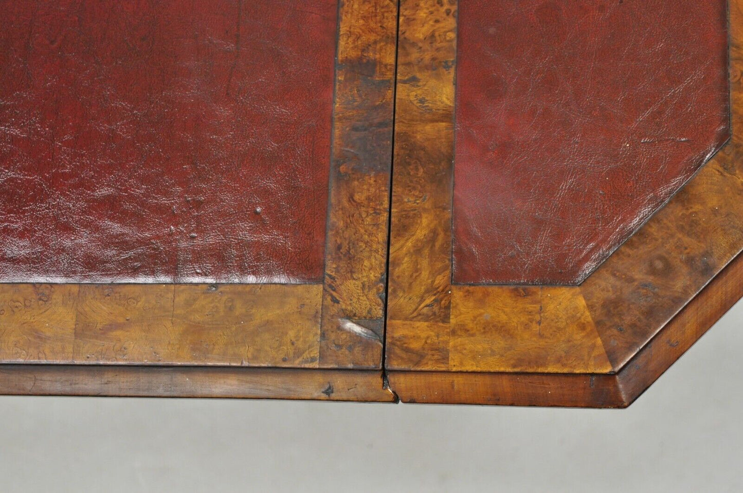 Antique Eastlake Victorian Leather Top Walnut Dropleaf Parlor Game Table