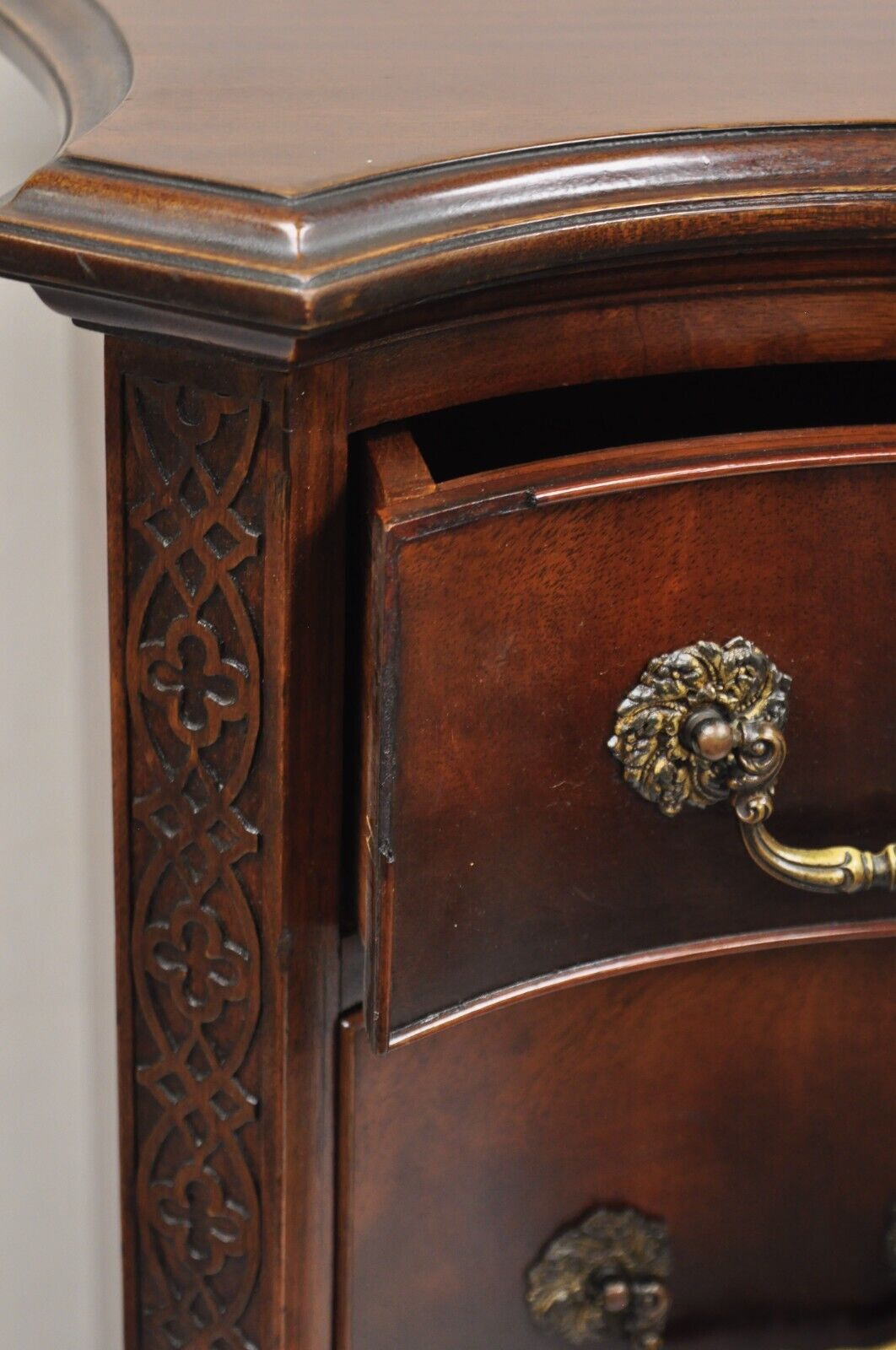 Vintage W&J Sloane Chinese Chippendale Mahogany Serpentine Tall Chest Dresser