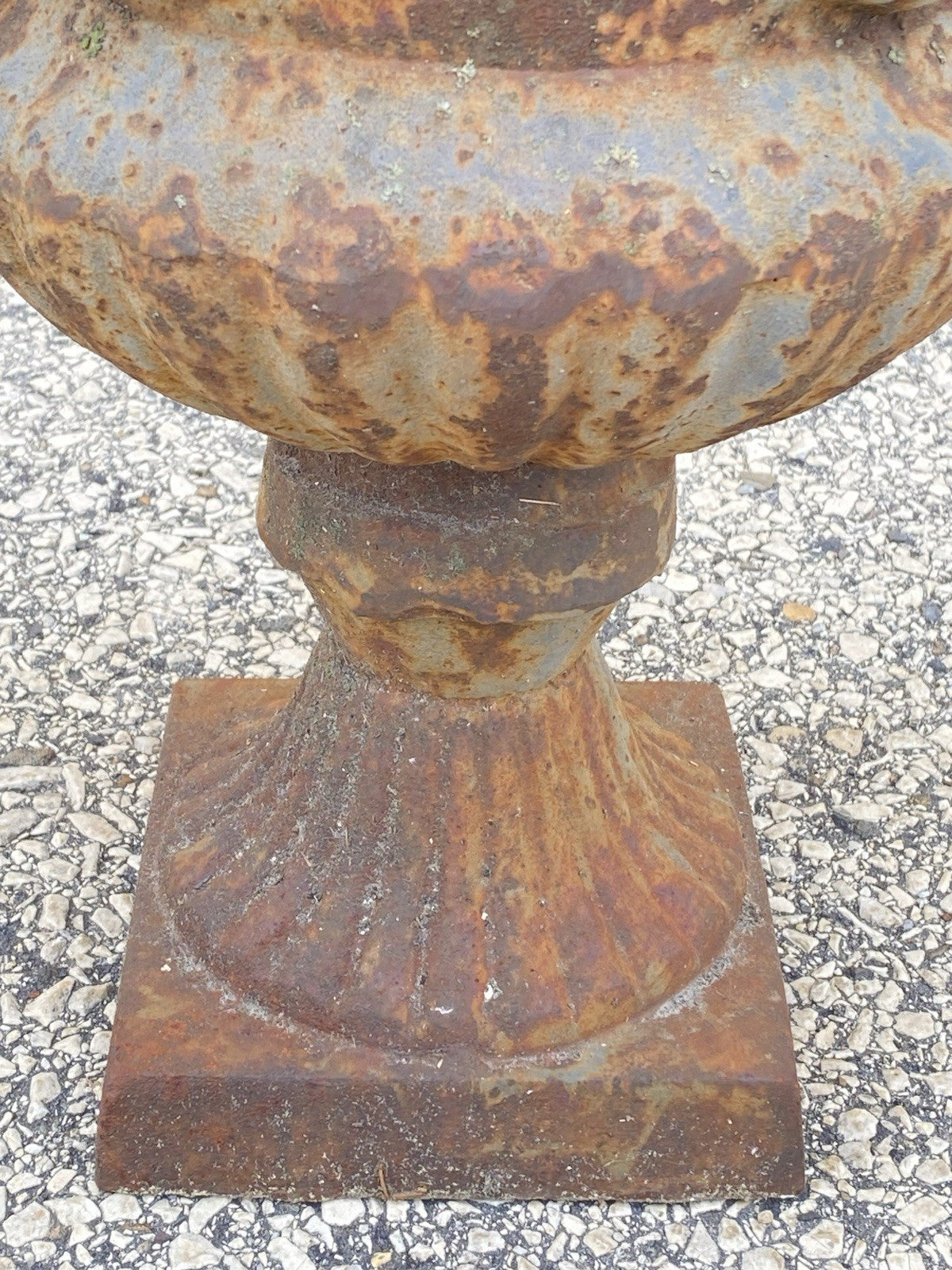 French Classical Style Cast Iron Urn Form 17" Garden Yard Planter Pot w/ Faces