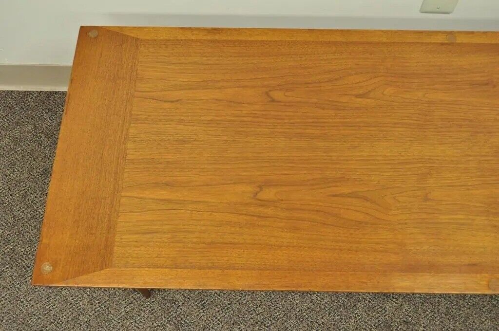 Vintage Mid Century Danish Modern Walnut 60" Long Sleek Coffee Table