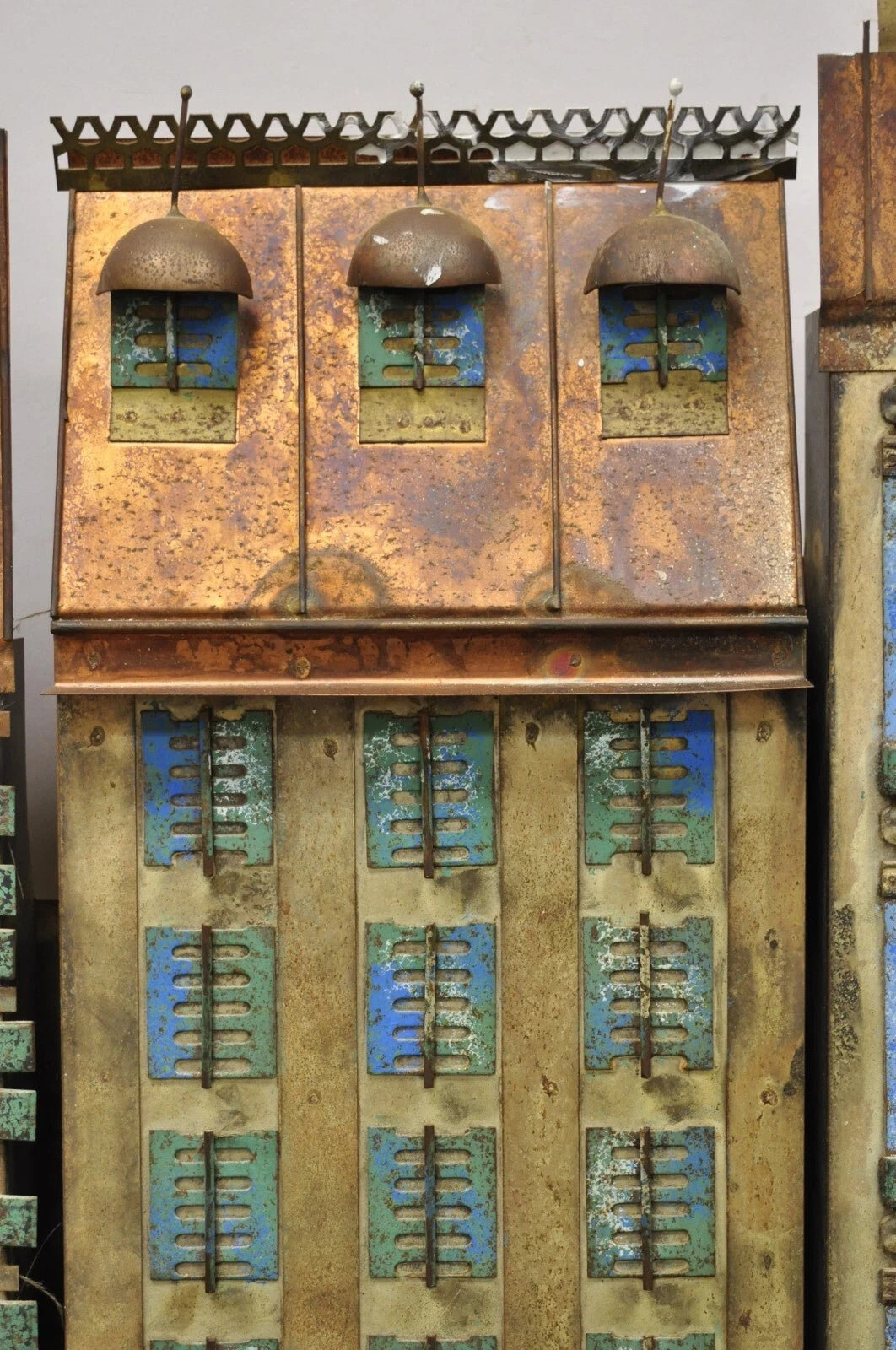 Curtis Jere Mid Century Modern Large Mixed Metal Copenhagen City Wall Sculpture