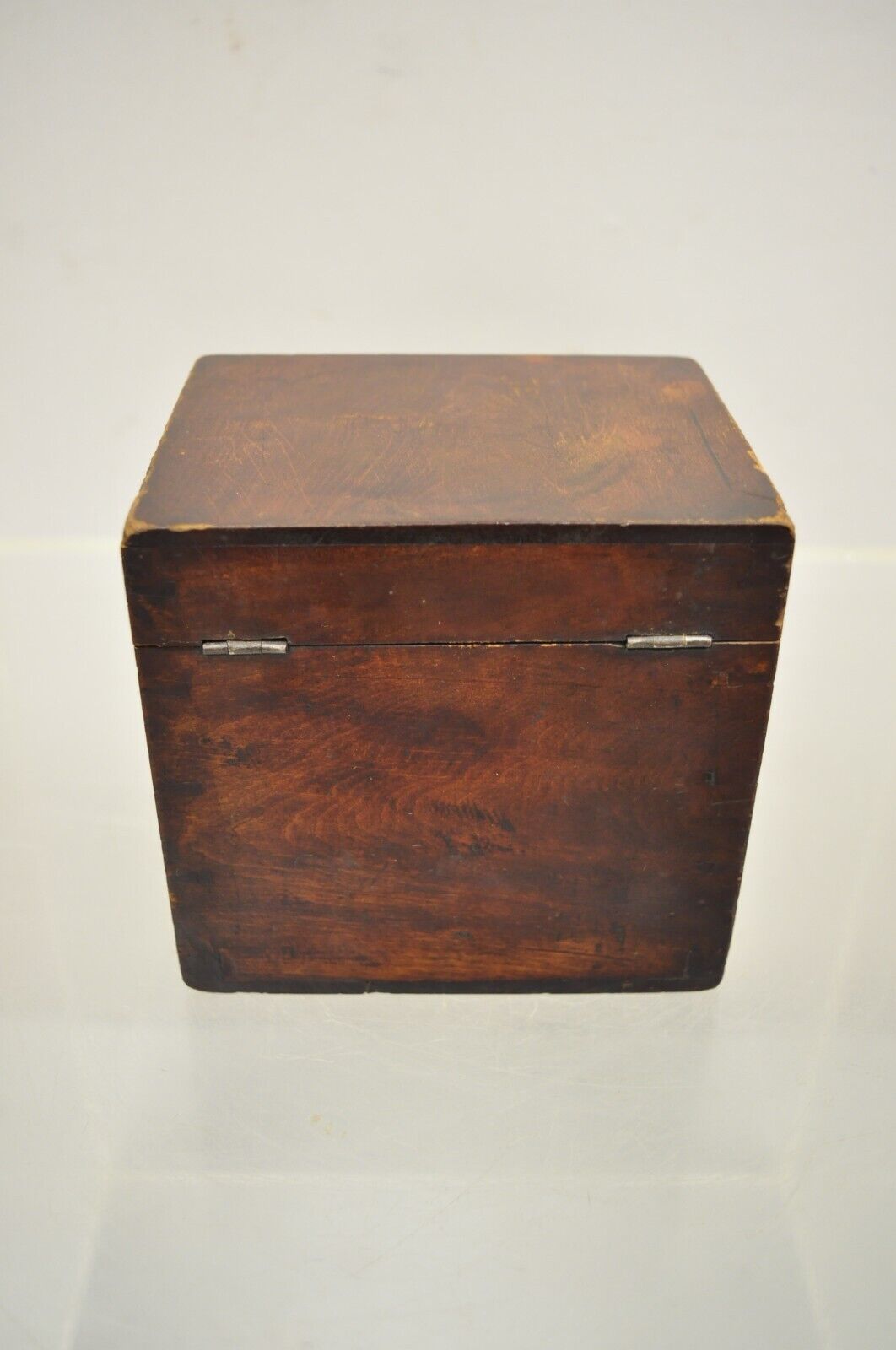 Antique English Walnut Tea Caddy Small Desk Box Victorian with Dovetail