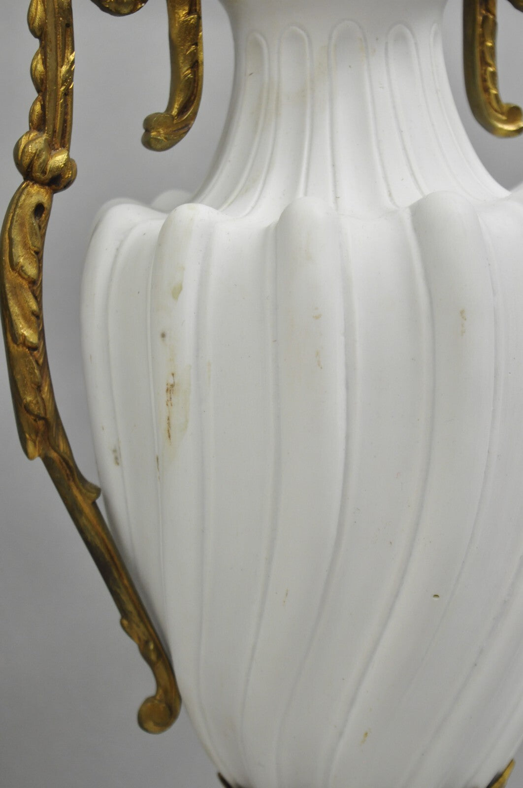 Antique French Louis XVI Style Gilt Bronze Porcelain Urn Table Lamps - a Pair