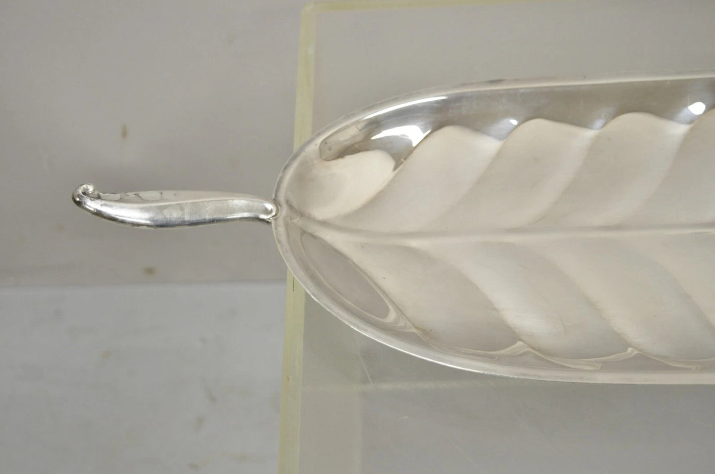 F.B. Rogers Silver Plated Oval Leaf Form Serving Bar Tray Platter with Handle