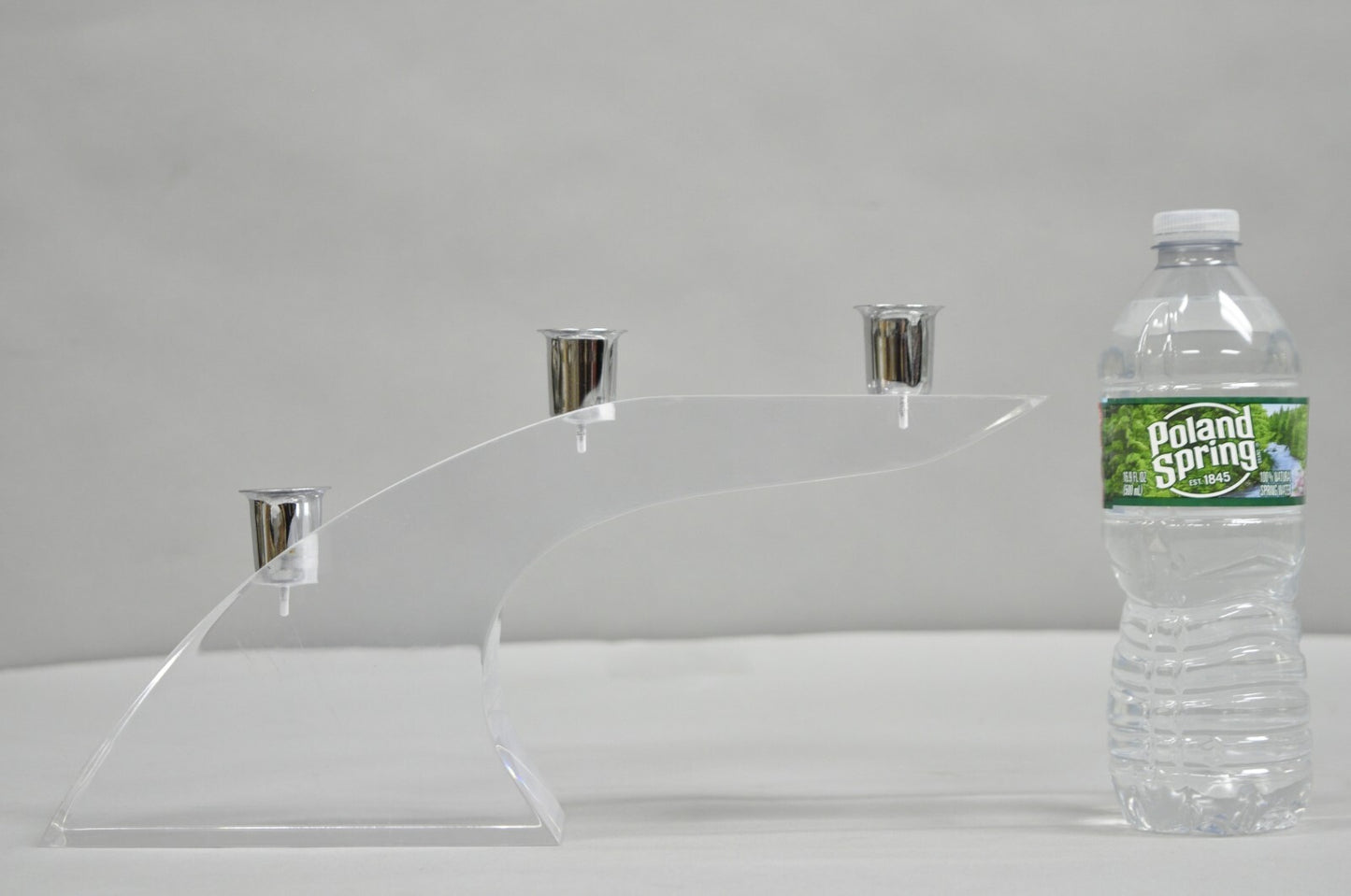 Vintage Mid Century Modern Lucite Chrome Sculptural Arched Candlestick Holder