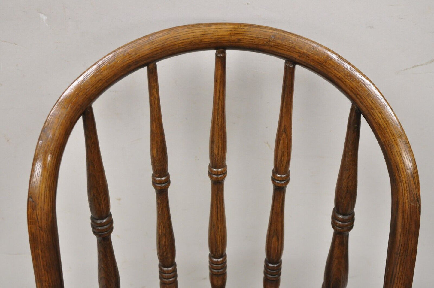 Antique Oak Wood Bowed Windsor Dining Side Chair by Northwestern Mfg.