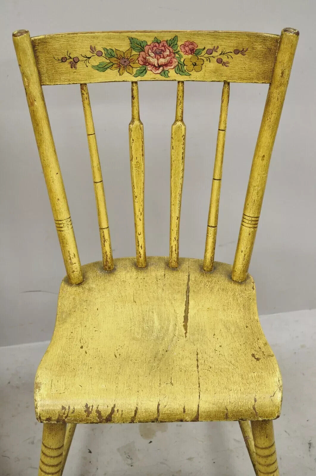 Frederick Loeser & Co Yellow Primitive Hitchcock Style Side Chairs - Pair (B)