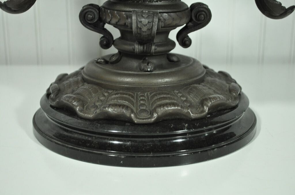 Antique Victorian Spelter & Marble Figural Mermaid Centerpiece Bowl Vase Epergne