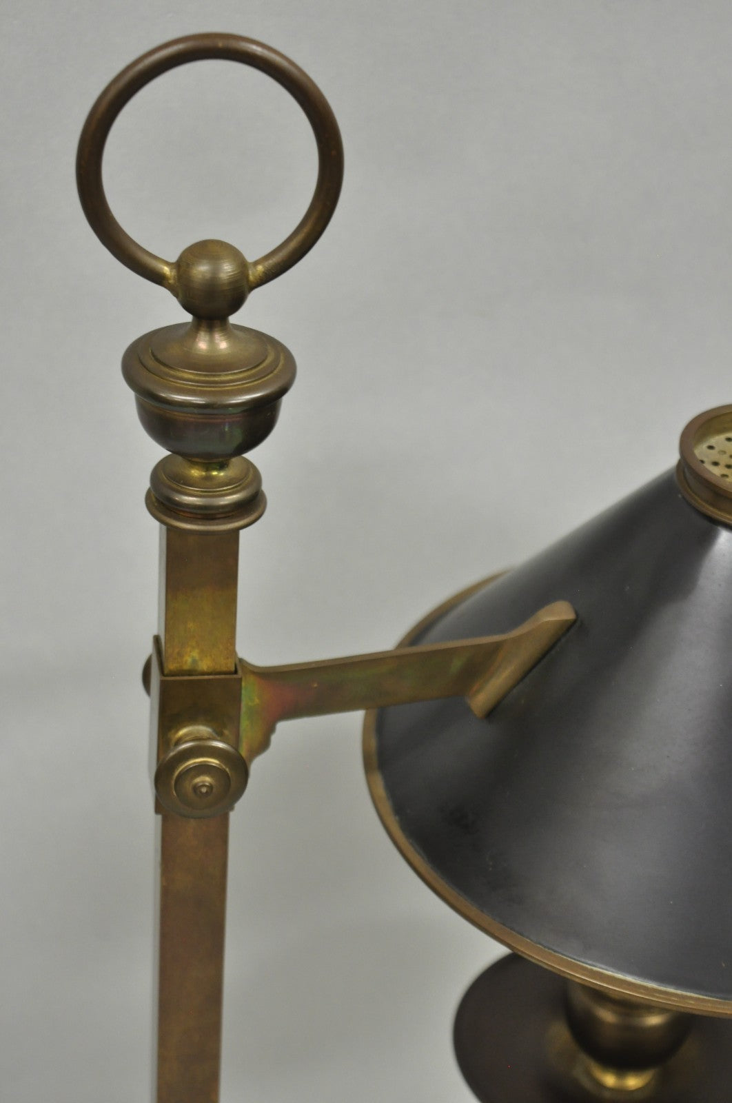 Vintage Chapman French Country Patinated Brass Branch Candlestick Desk Lamp
