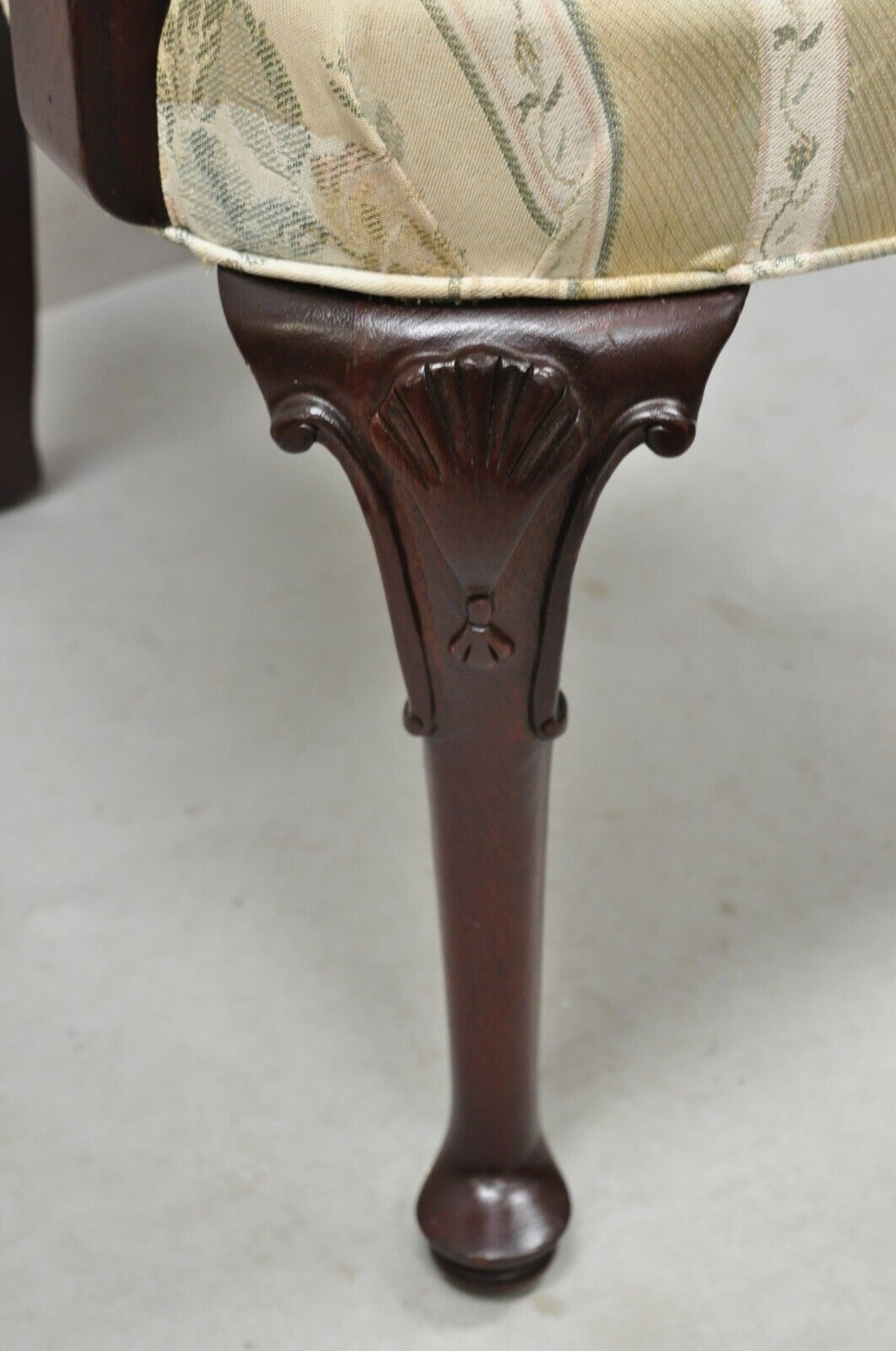 Vintage Pennsylvania House Queen Anne Style Upholstered Gooseneck Arm Chair