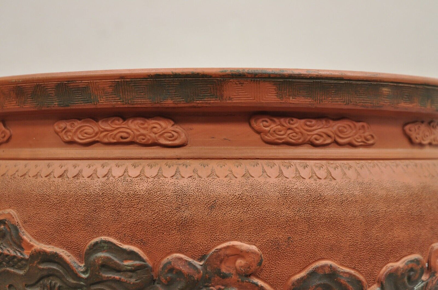 Vintage Japanese Tokoname Ware Dragon Jardiniere Terracotta Cachepot Vase