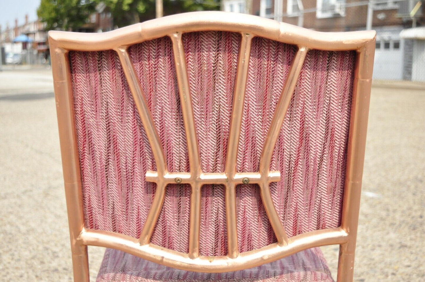 Shelby Williams Faux Bamboo Pink Rose Gold Upholstered Banquet Chairs - Set of 6