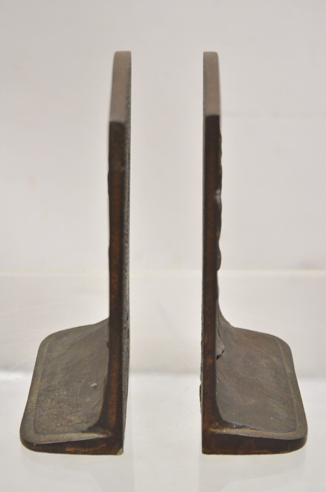Antique Cast Iron End of Trail Indian Native American Figural Bookends