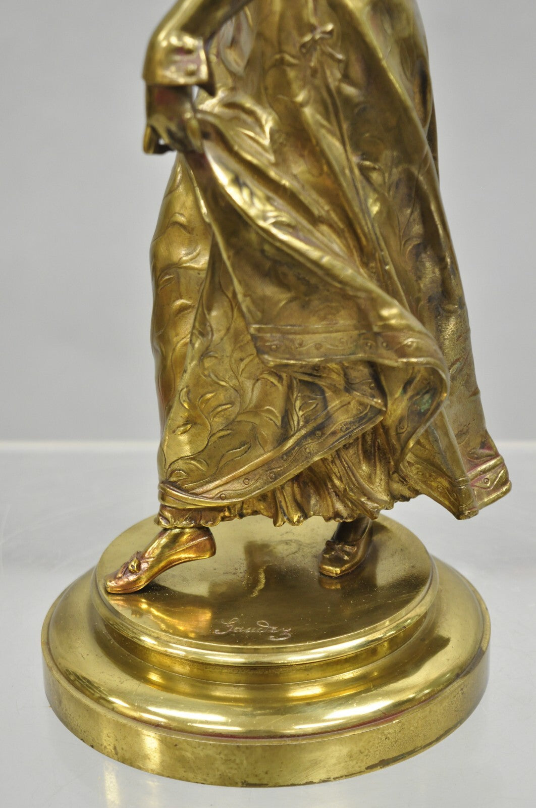 Antique French Victorian 18" Bronze Maiden Sculpture after Adrien Etienne Gaudez