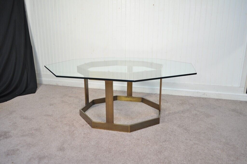 Vintage Mastercraft Hollywood Regency Brass Plated & Glass Coffee Table