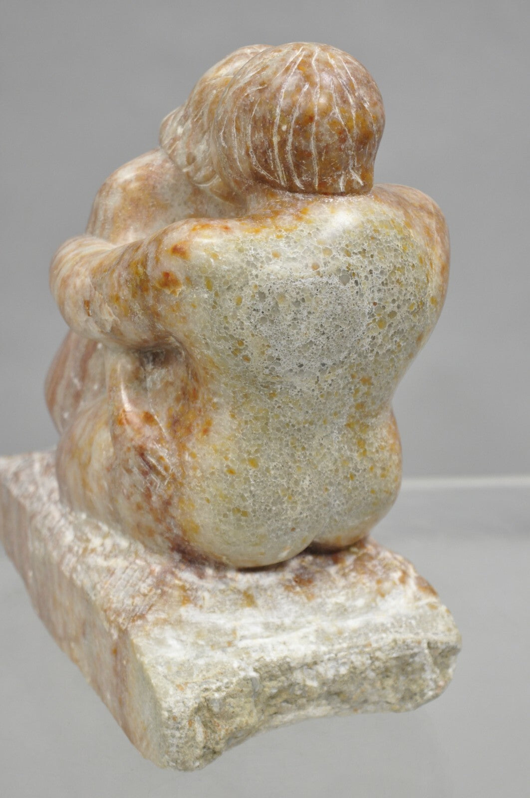 Morton Gaffin "Lovers Embrace" Modernist Carved Alabaster Marble Nude Sculpture