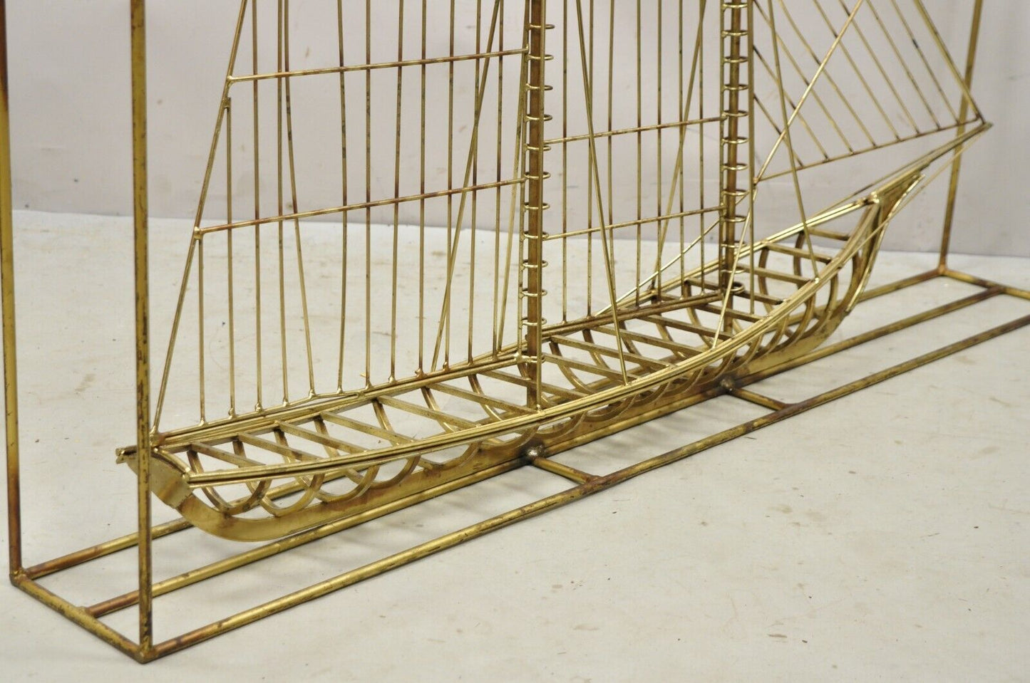 Large Curtis Jere Metal Clipper Ship 3D Sailboat Mid Century Modern Sculpture
