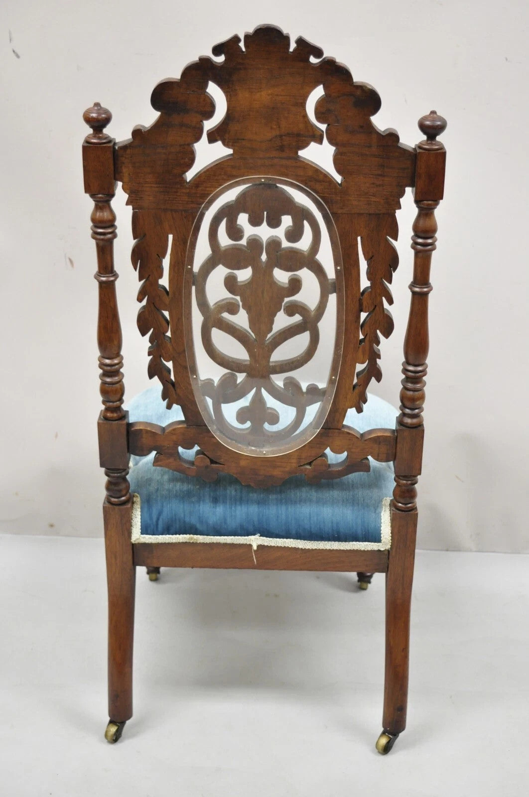 Antique Victorian Walnut Harvest Fruit Carved Slipper Chair attr. J & J W Meeks