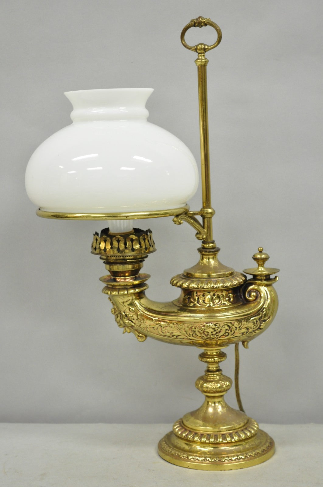 Antique Wild & Wessel Italian Classical Style Brass Figural Lantern Desk Lamp