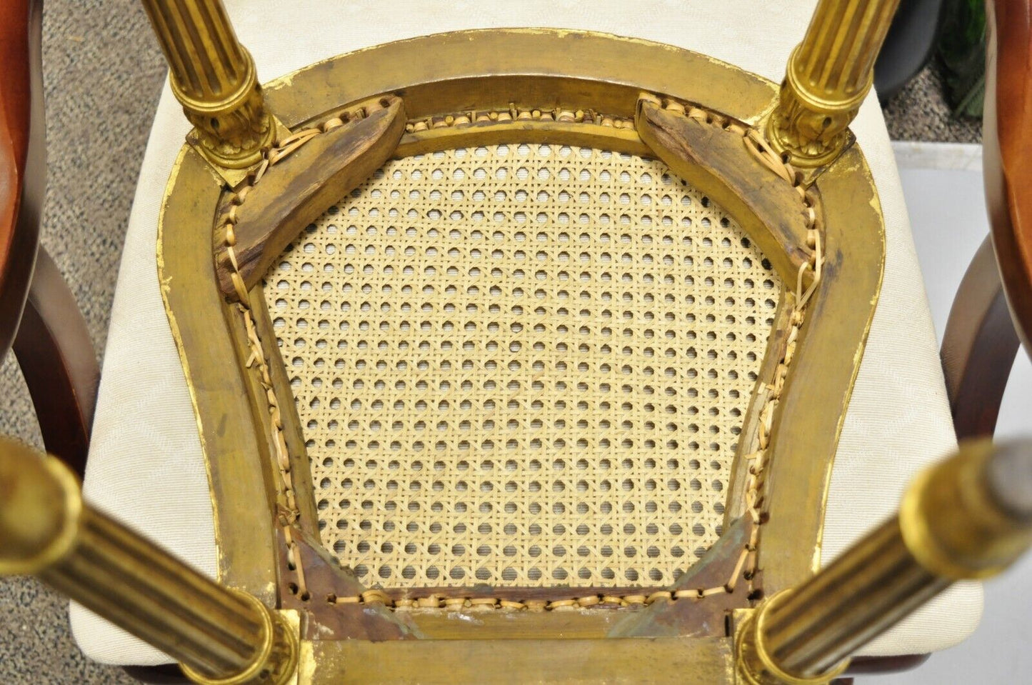 Antique Victorian French Louis XV Style Gold Giltwood Cane Boudoir Side Chair
