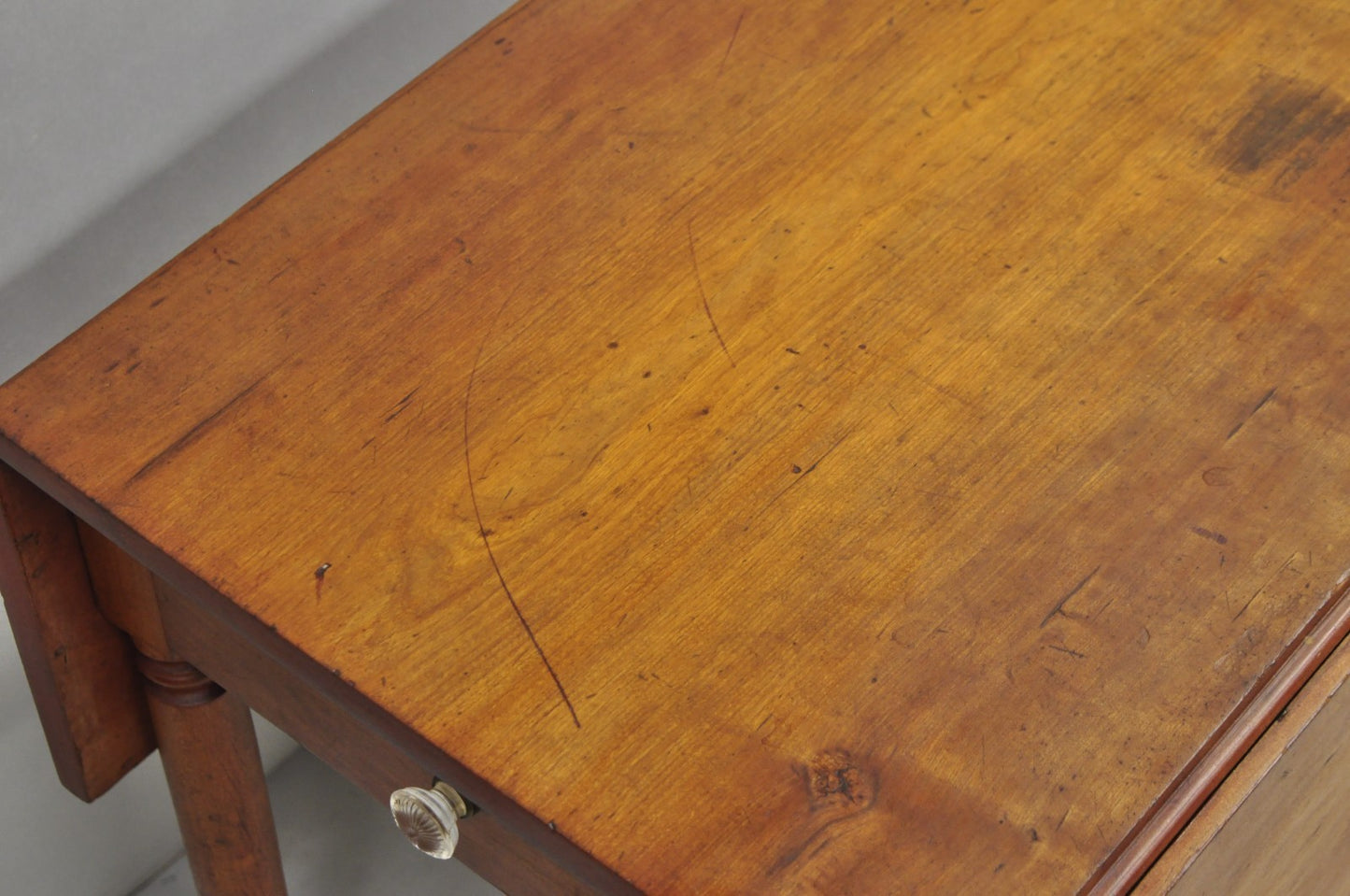 Antique French Country Farmhouse Cherry Wood Drop Leaf Pembroke Dining Table