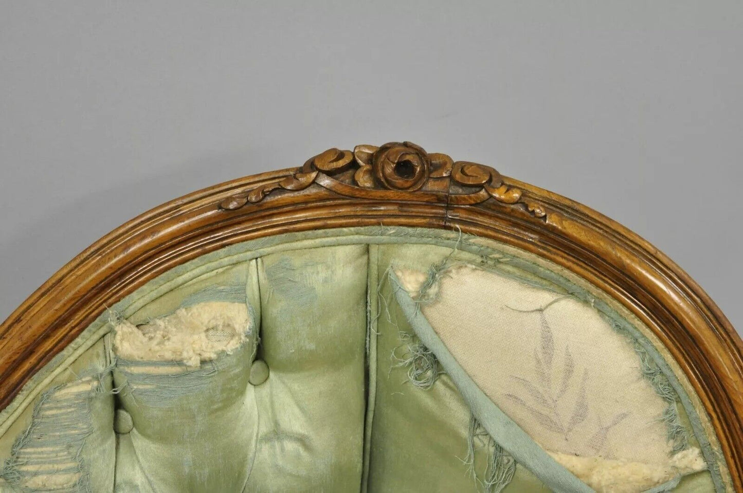 Antique French Louis XV Style Carved Walnut Double Hump Back Settee Loveseat