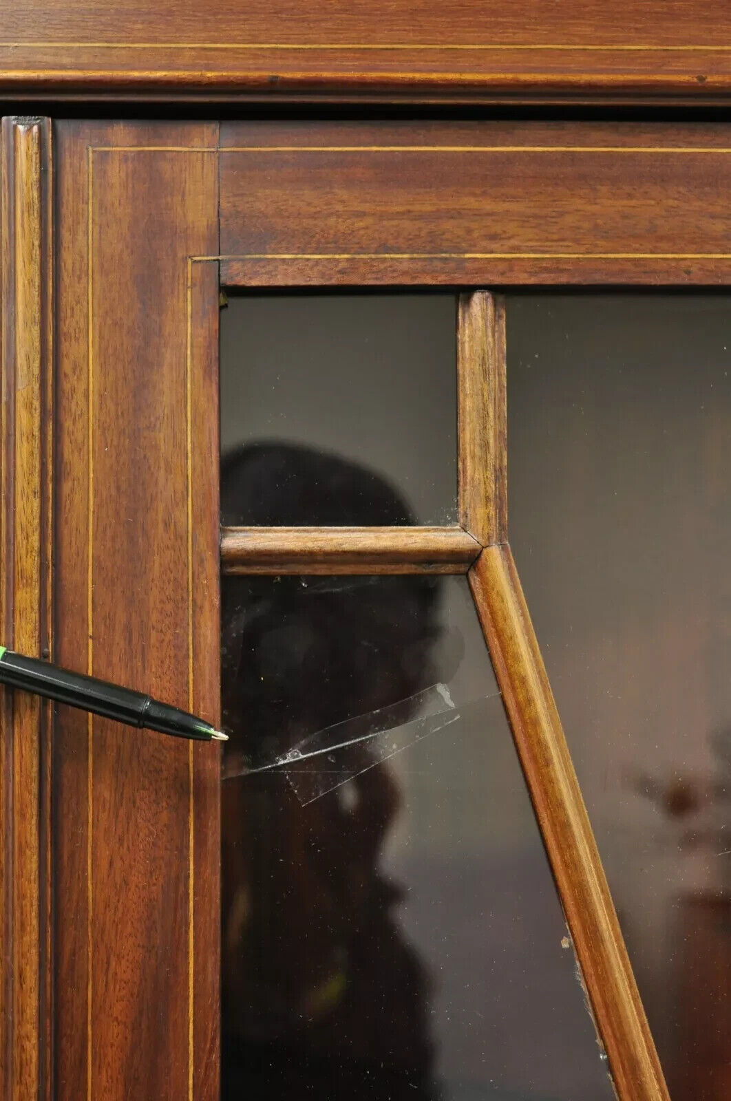 Antique English Georgian Style Mahogany Corner China Cabinet Display Case Curio