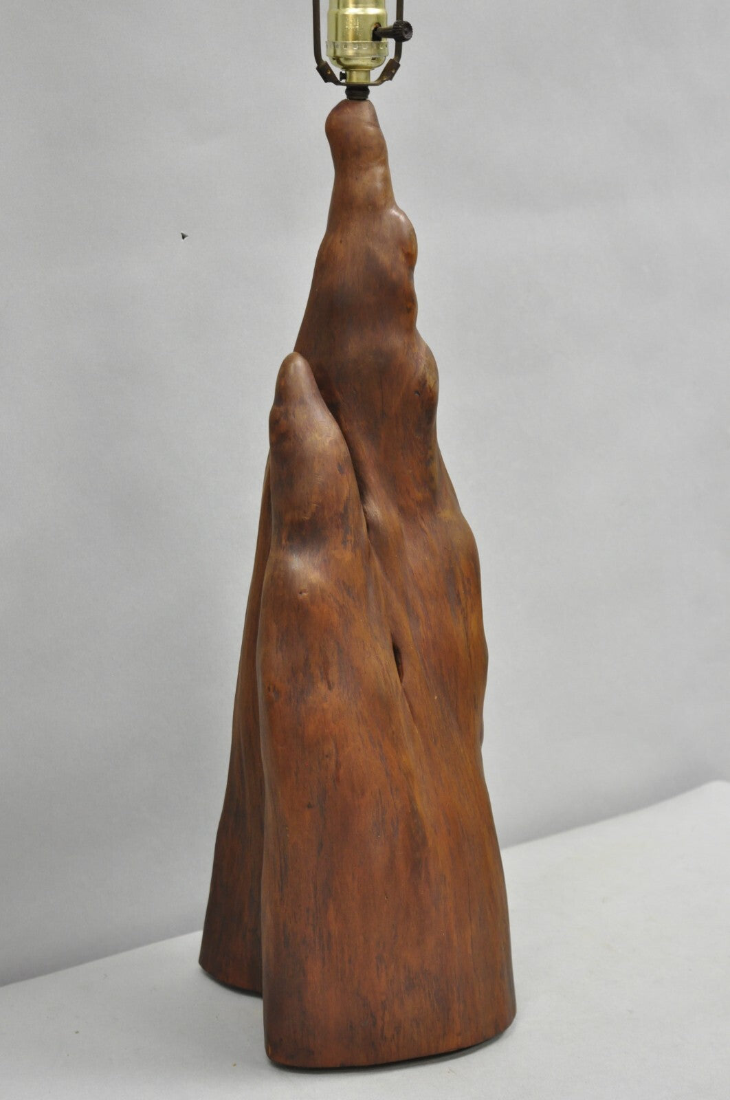 Vintage Mid Century Modern Sculpted Teak Root Wood Driftwood Organic Table Lamp