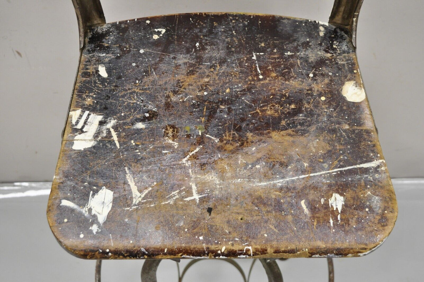 Vintage Industrial Toledo Metal Co Steel and Wooden Adjustable Drafting Stool