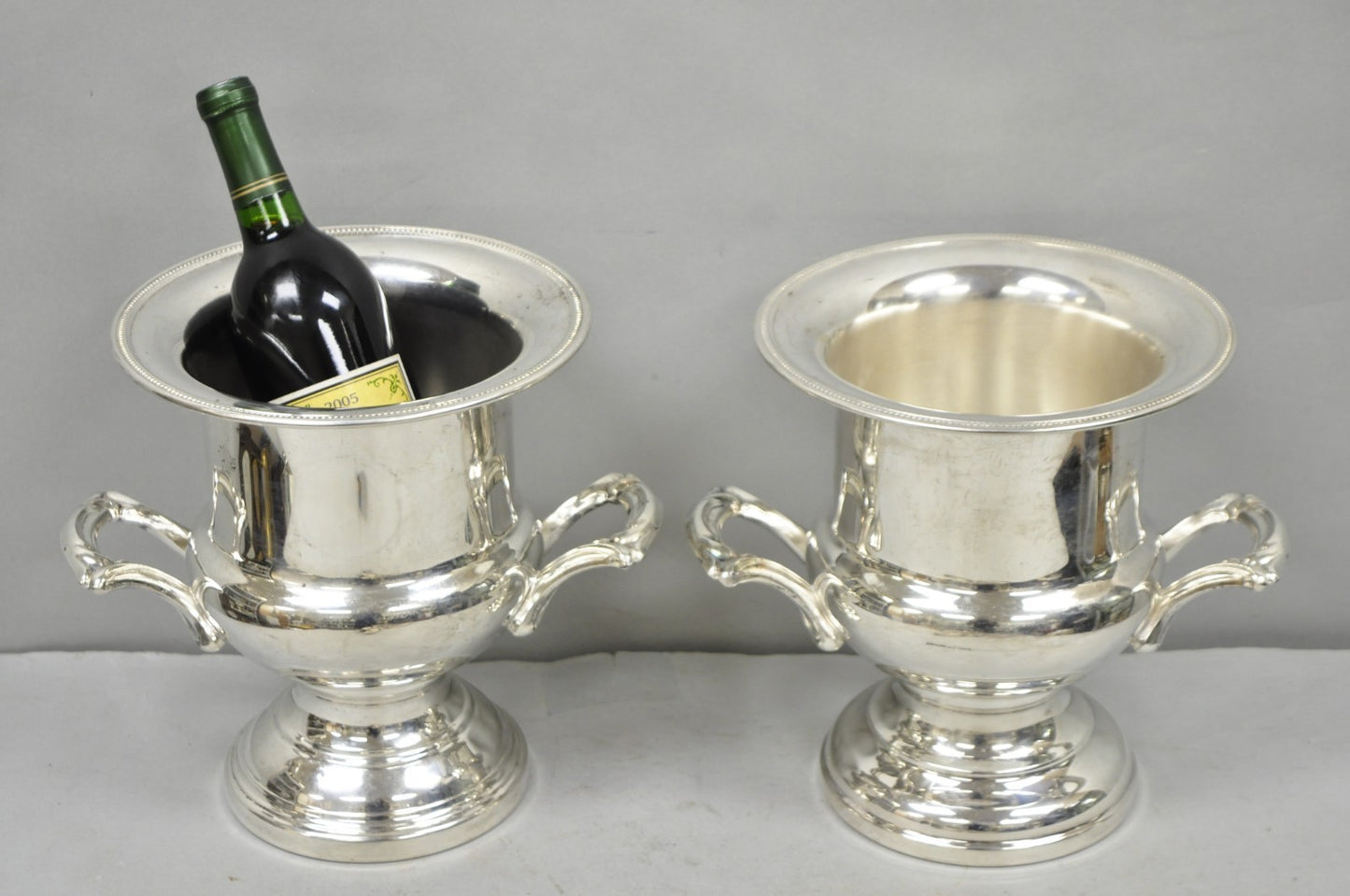 Vintage Oneida Regency Silver Plated Champagne Chiller Ice Bucket - a Pair