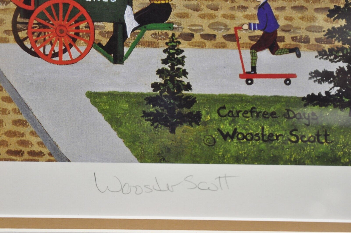 Jane Wooster Scott Signed and Numbered Serigraph Framed Art "Carefree Days"