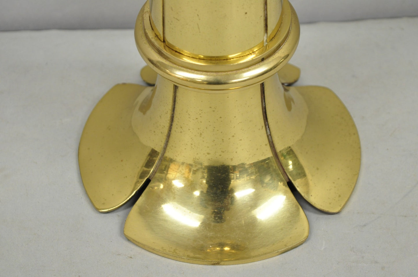 Vintage Remington Hollywood Regency Brass Lotus Flower Candlestick Table Lamp