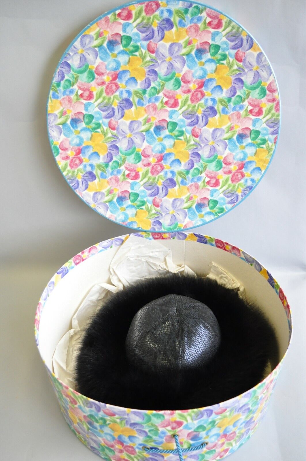 Vintage Boutique Kate's Canada Black Leather Snakeskin Mink Fur Church Derby Hat