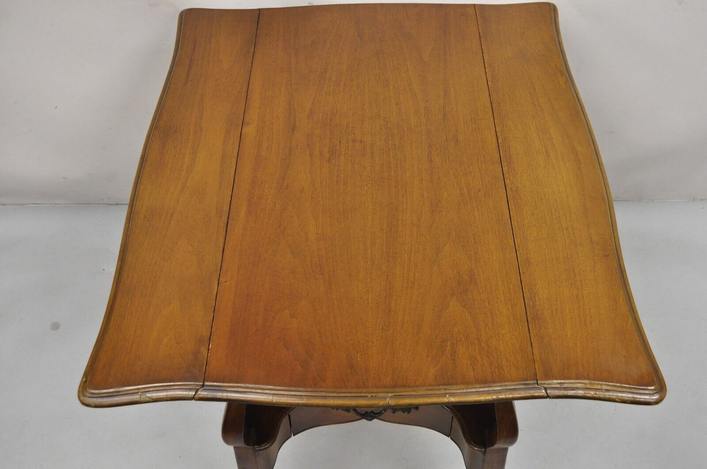 Vintage French Country Style Cherry Wood 2 Drawer Drop Leaf Rolling Serving Cart