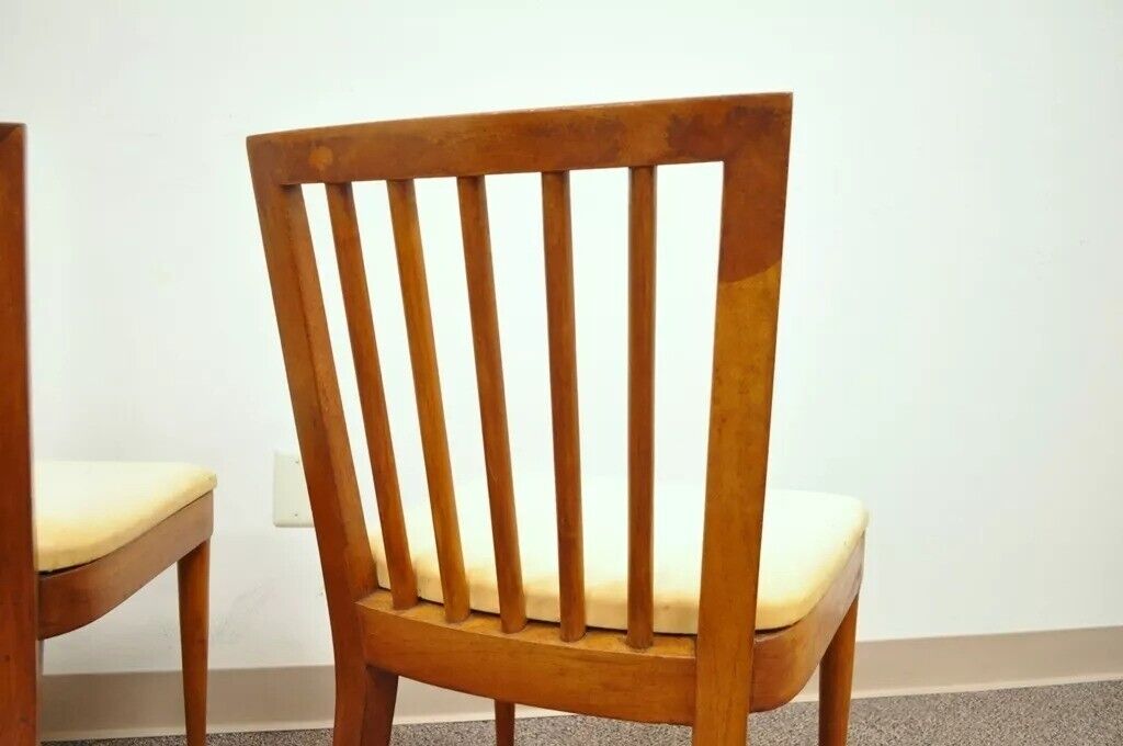 Vintage Paul McCobb Style Mid Century Modern Maple Slat Back Dining Chair - Pair