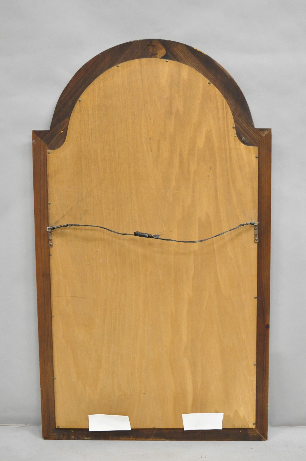 Vintage French Country Style Solid Pine Wood Sculpted Arch Wall Mirror