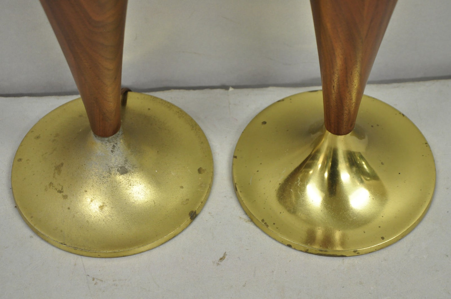 Vintage Mid Century Modern Tony Paul for Westwood Walnut Table Lamps - a Pair